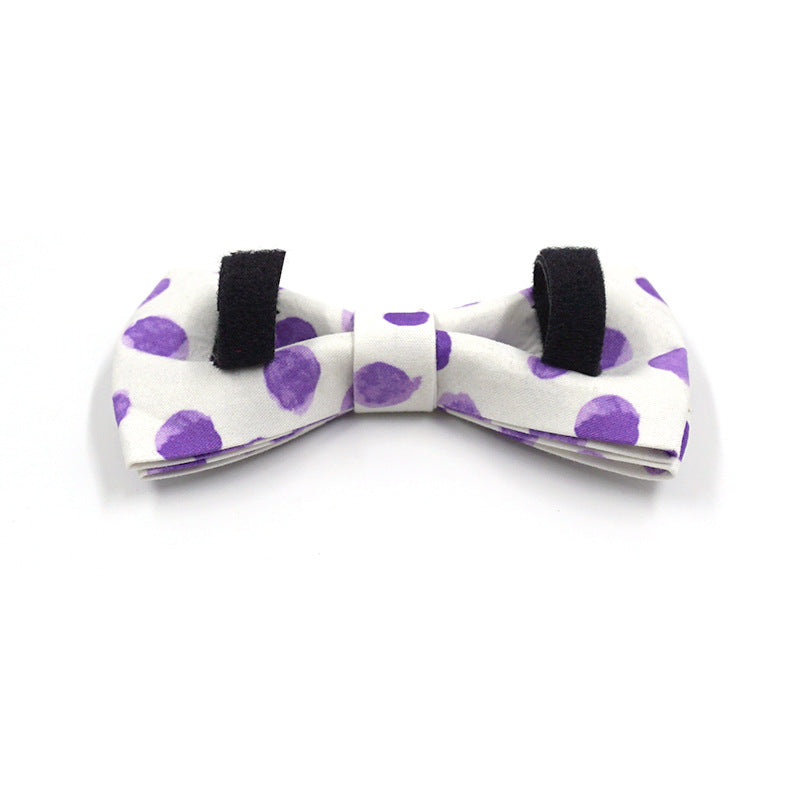 Purple Wave Point Dog Bow Tie
