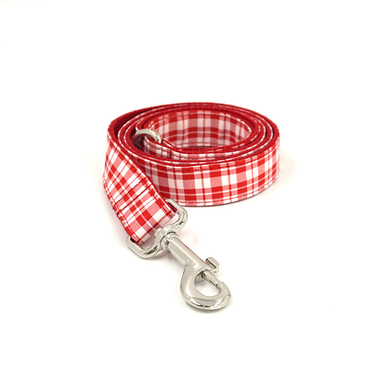 British Style Grid Dog Leash - Red